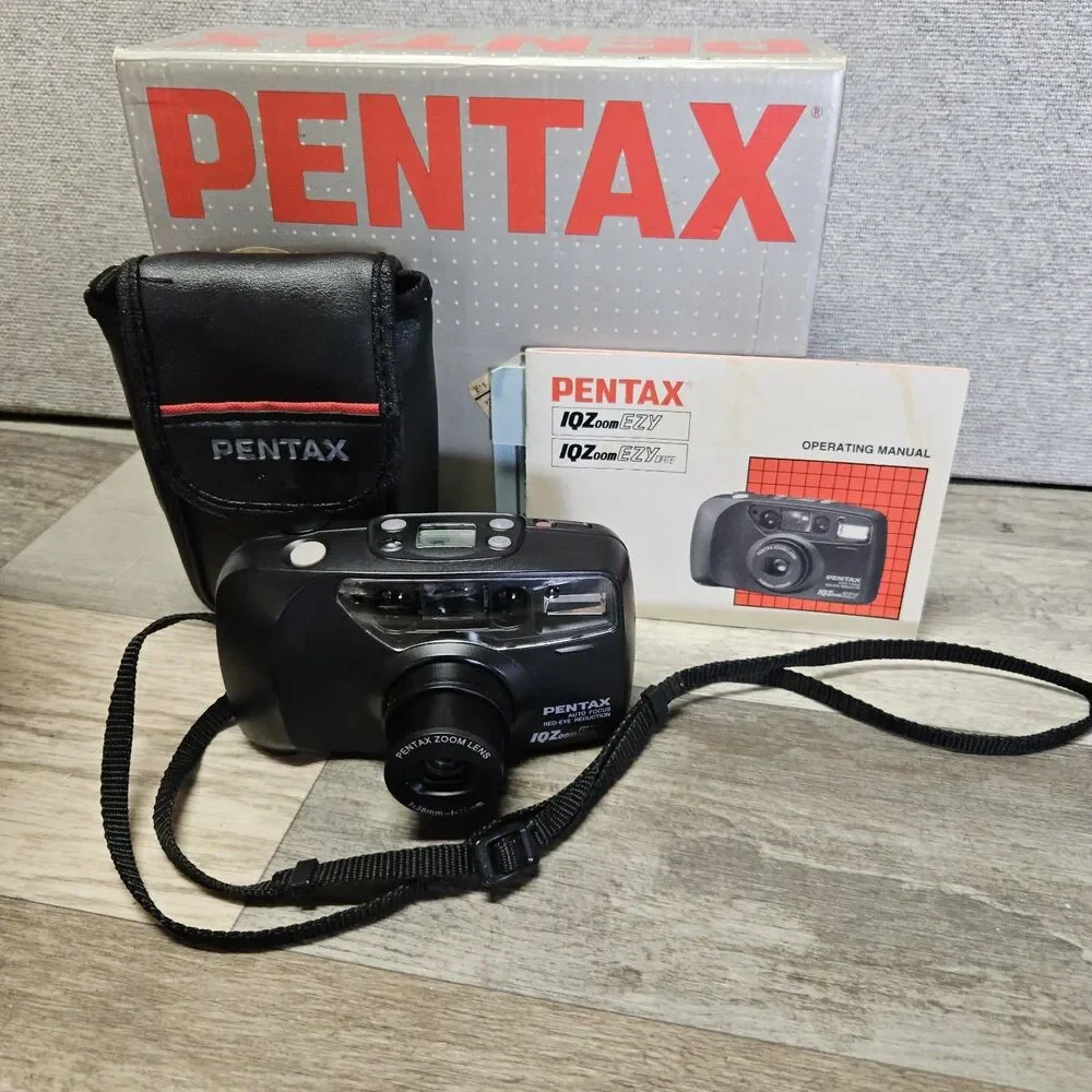 Pentax IQZoom EZY 35mm Point & Shoot Film Camera Tested - With Box Case Manual